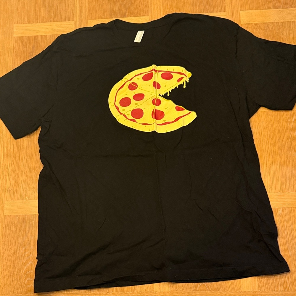 Black T-Shirt with Pizza Graphic